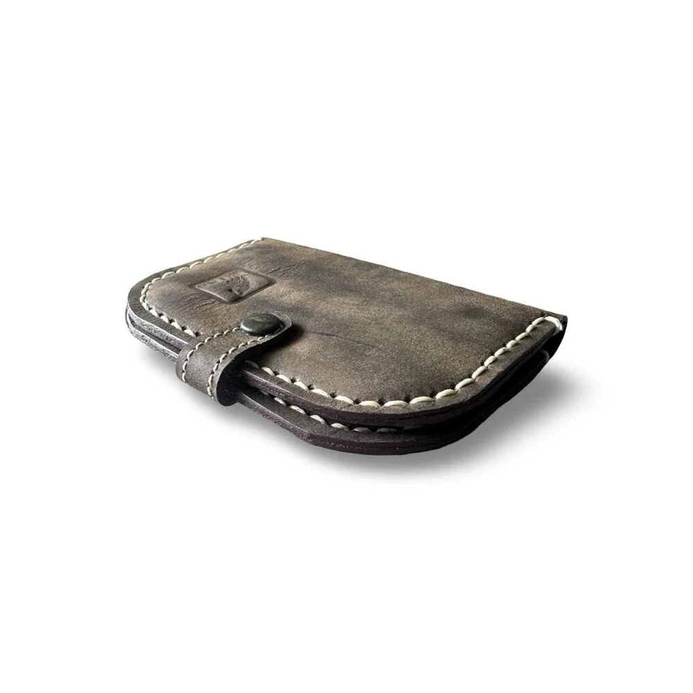 Wolf Head Vintage Suede Brown Leather Snap Bifold Wallet western 🤠 boho